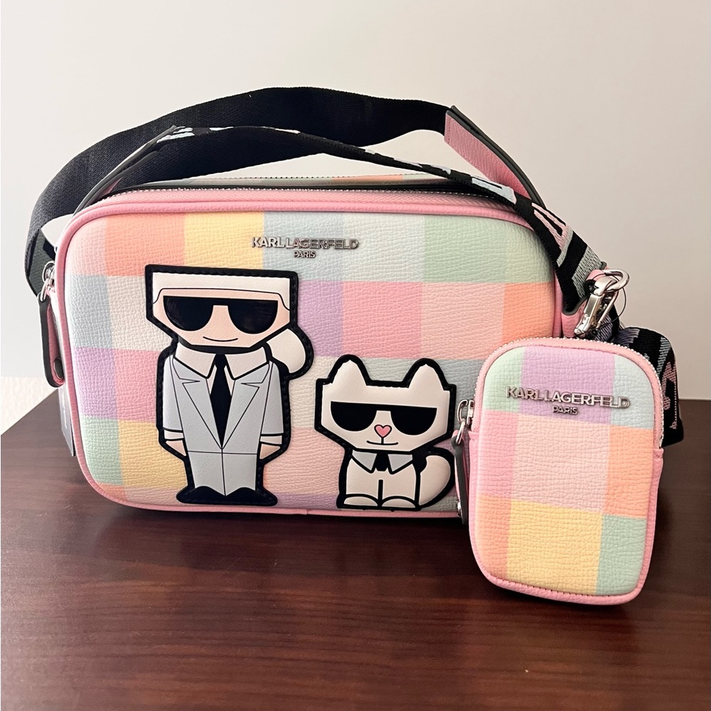 Karl Lagerfeld Pastel Color Block Crossbody Bag with Coin Case